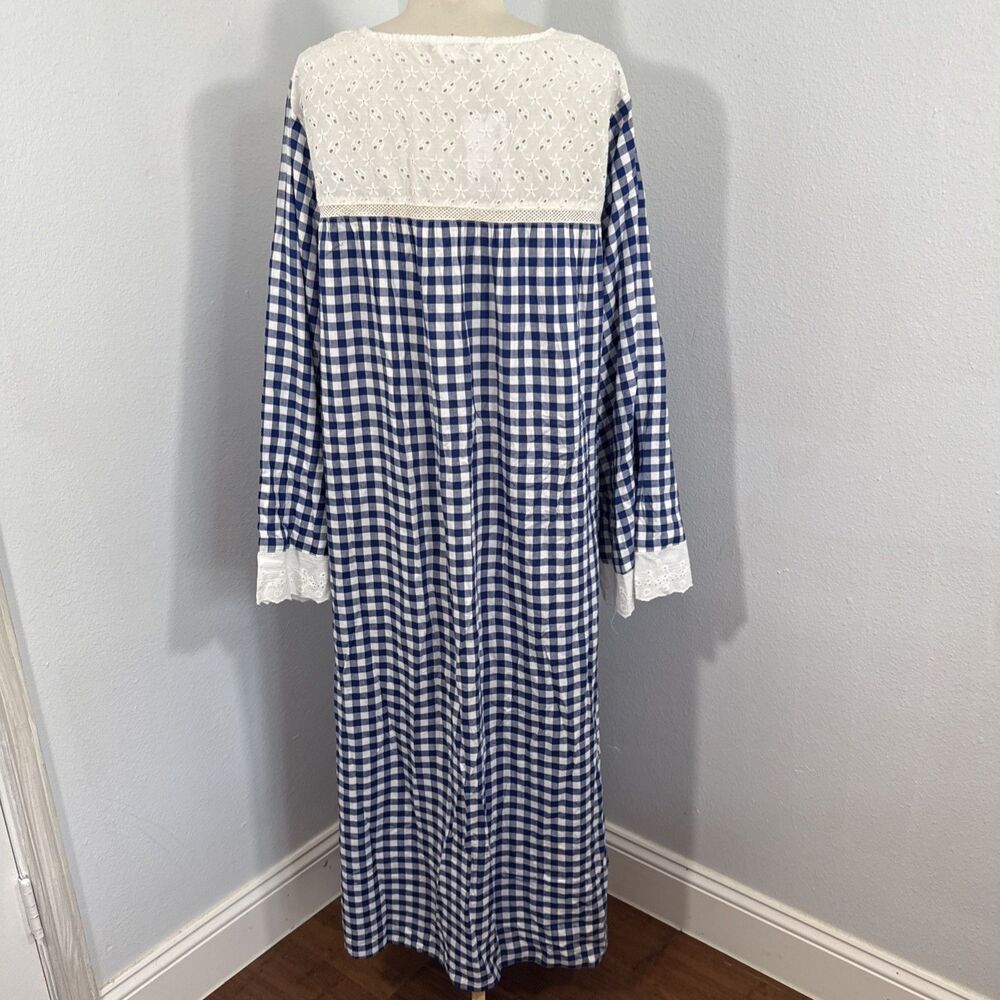 Redtag Maxi Dress‎ Womens 14 Eyelet Gingham Granny Cottagecore 90s - Picture 5 of 10